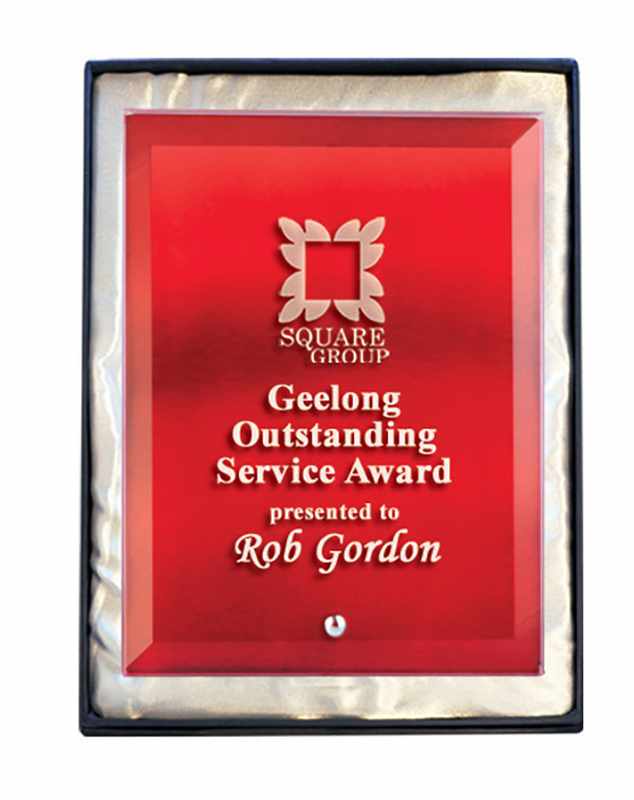 Laser Glass Rectangle Red