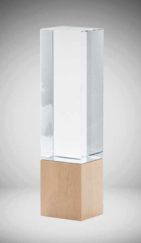 Crystal/Timber Rectangular Prism-Light Timber
