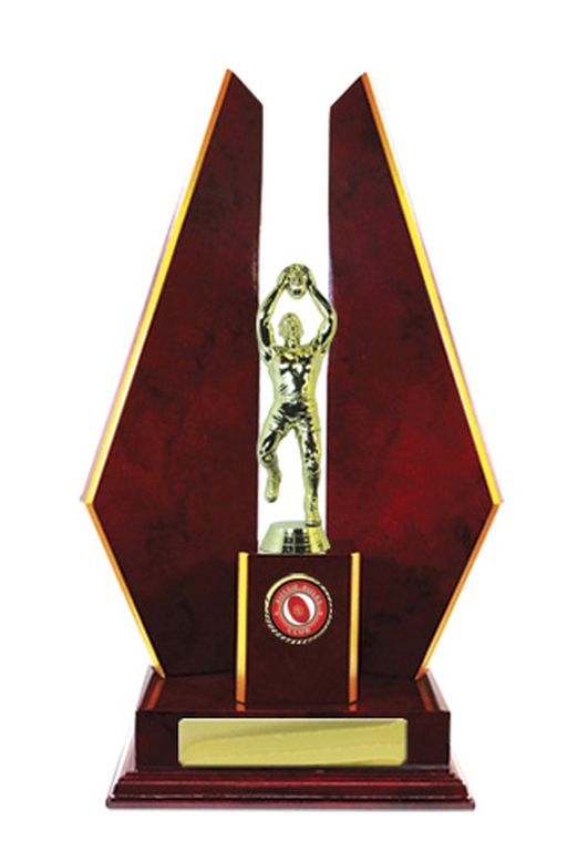 Timber Double Wing AFL Trophy with 25mm Centre