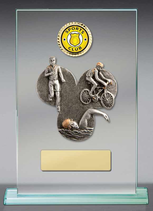 Triathlon Theme on Glass