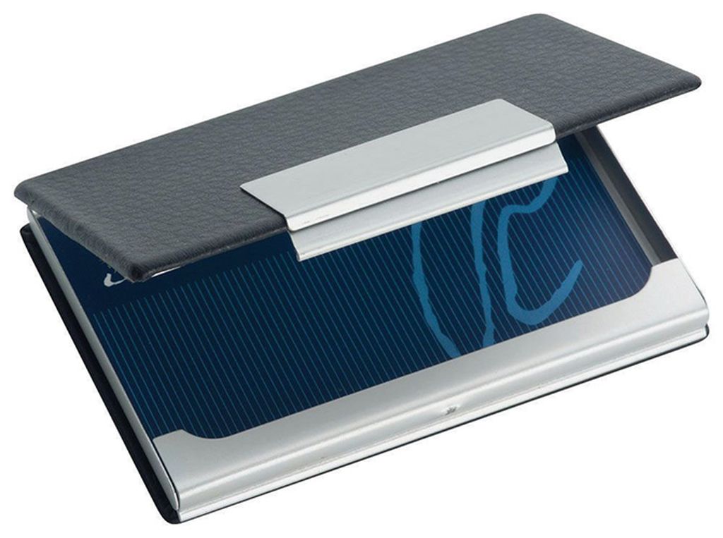Aluminium/Leather Look Business Card Holder