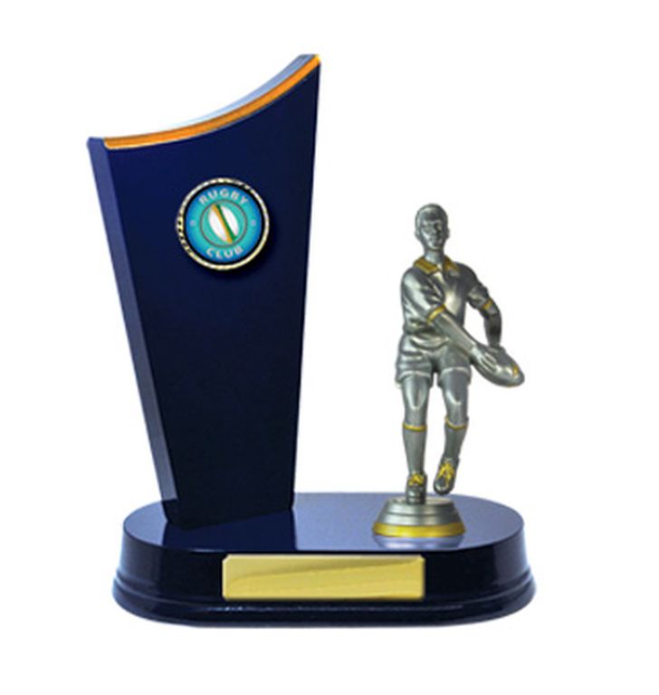 Timber Backstand Rugby Trophy With 25mm Centre