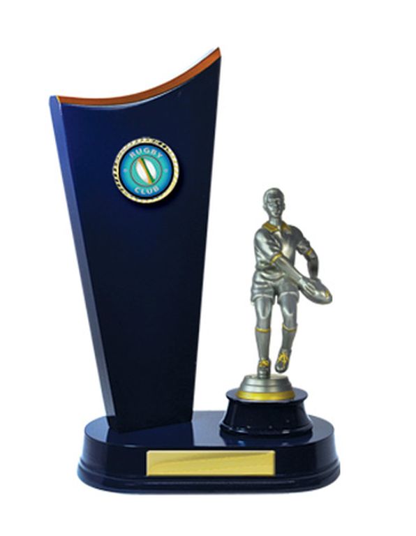 Timber Backstand Rugby Trophy With 25mm Centre