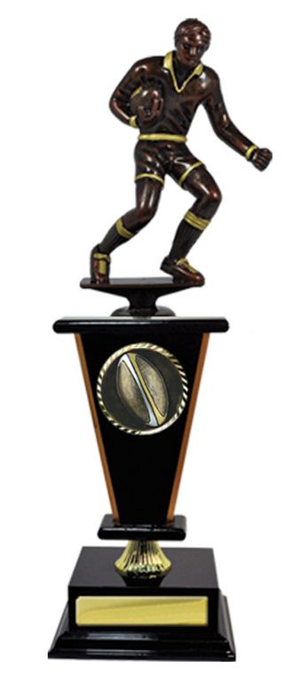Timber Wedge Rugby trophy With 50mm Centre