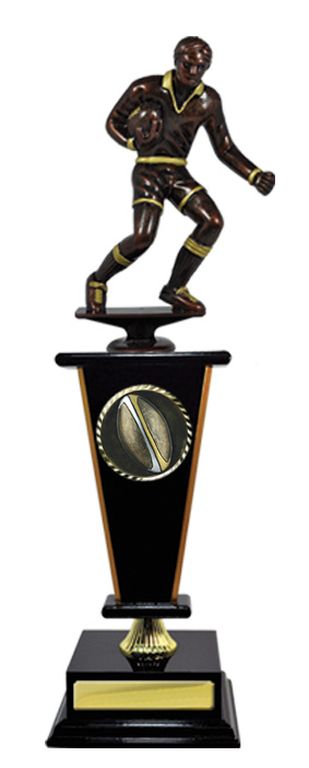 Timber Wedge Rugby trophy With 50mm Centre