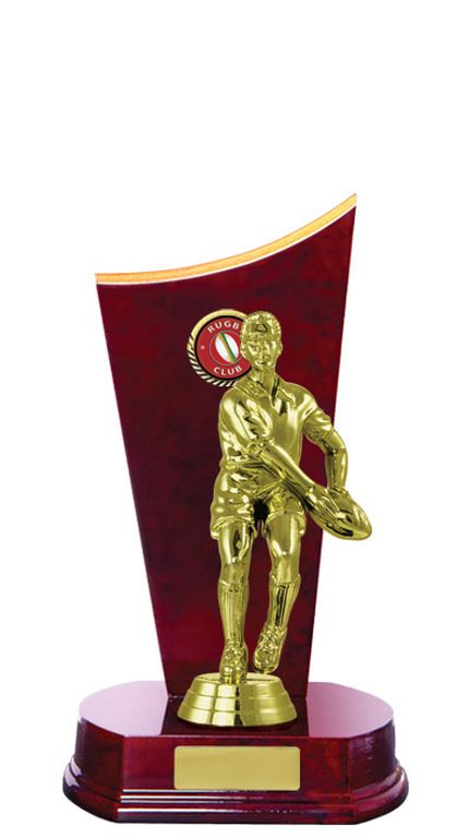 Timber Backstand Rugby Trophy With 25mm Centre