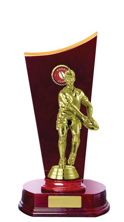 Timber Backstand Rugby Trophy With 25mm Centre