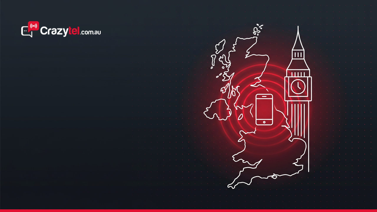 UK map and Big Ben with a virtual mobile signal